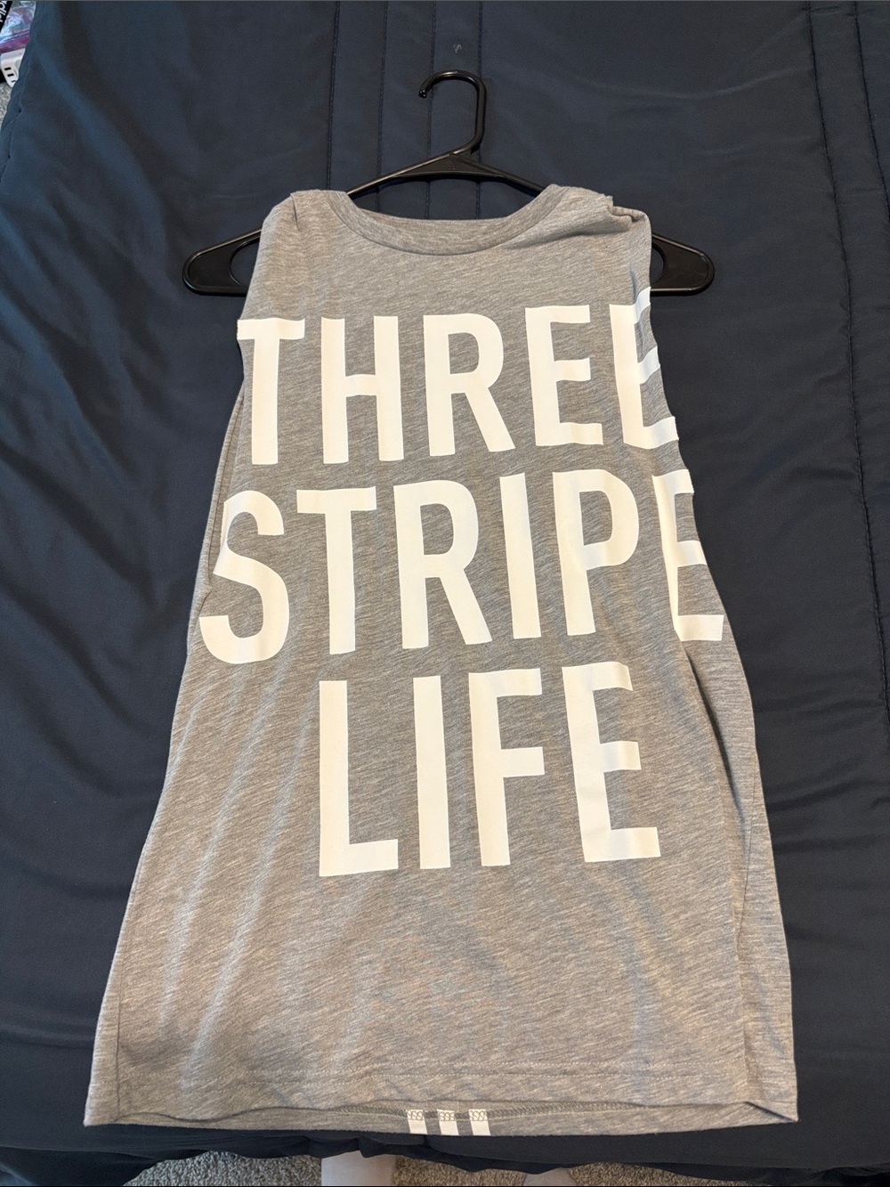 adidas Gray Tank Top with White 'Three Stripe Life' Print